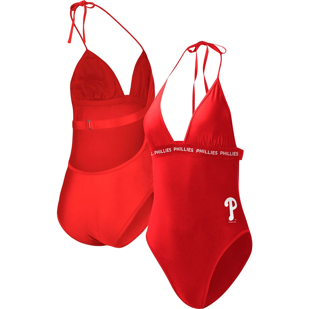 Maillot de bain une pièce rouge des Phillies Philadelphie G-III 4Her by Carl Banks pour femmes