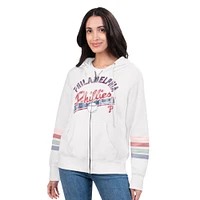 Sweat à capuche en polaire rayures et manches Naamah pour femme G-III 4Her par Carl Banks, blanc, des Philadelphia Phillies