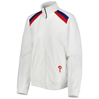 Veste de survêtement à glissière pleine longueur pour femme G-III 4Her by Carl Banks, blanc, drapeau rouge des Phillies Philadelphie