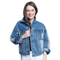 Women's G-III Sports by Carl Banks Philadelphia Phillies Victory Oversized Button-Up Denim Jacket