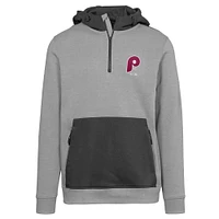 Women's Levelwear Gray Philadelphia Phillies Cooperstown Collection Chicane Core Logo Quarter-Zip Pullover Hoodie