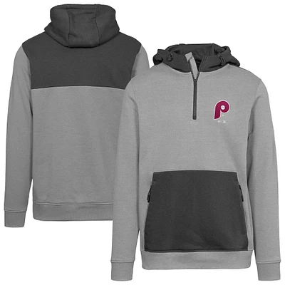 Women's Levelwear Gray Philadelphia Phillies Cooperstown Collection Chicane Core Logo Quarter-Zip Pullover Hoodie