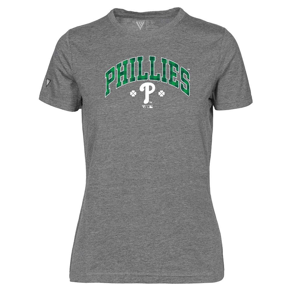 Women's Levelwear Gray Philadelphia Phillies St. Patrick's Day Maddox Plaid T-Shirt