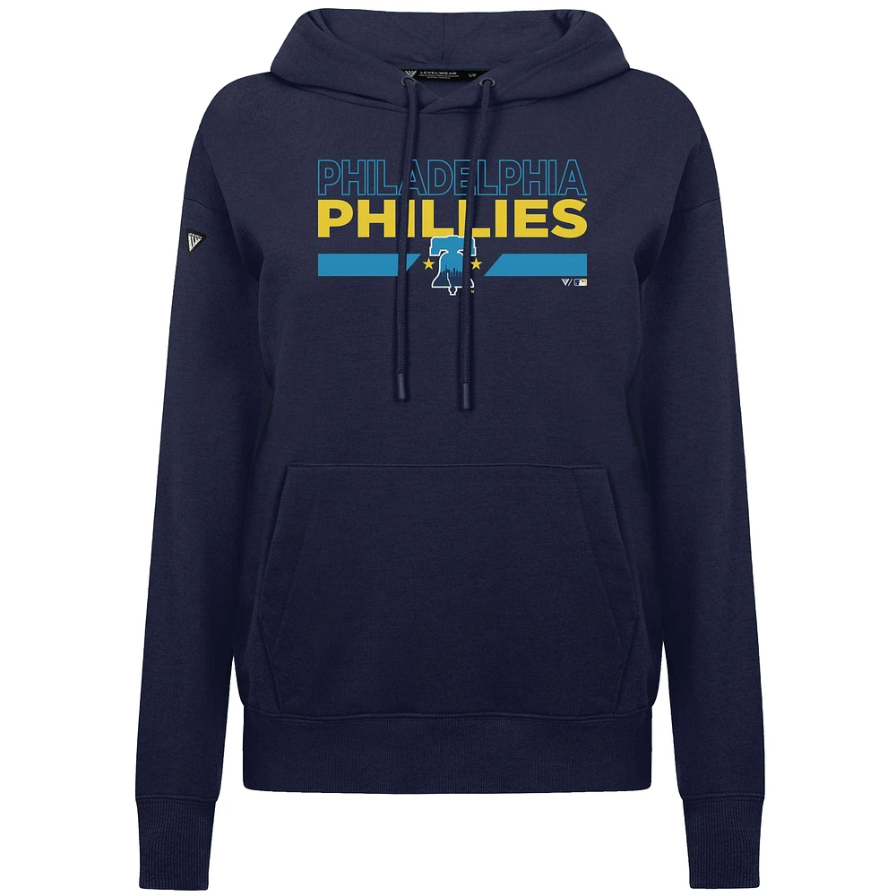 Women's Levelwear  Navy Philadelphia Phillies City Connect Adorn No Hitter Pullover Hoodie