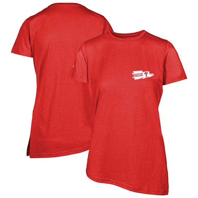 T-shirt rouge pour femme Birch Rafters des Philadelphia Phillies de Levelwear