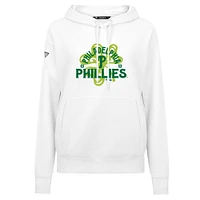 Women's Levelwear  White Philadelphia Phillies St. Patrick's Day Adorn Shamrock Pullover Hoodie