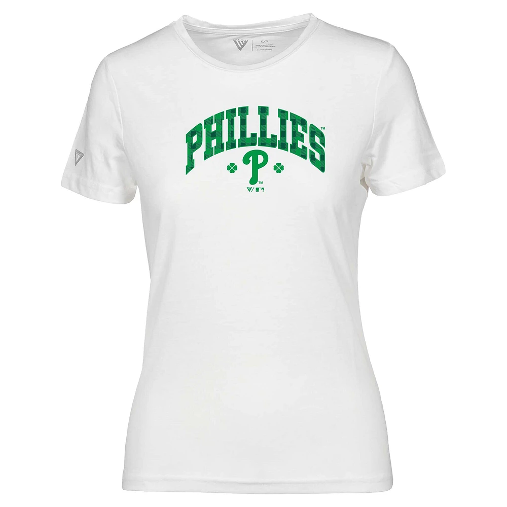 T-shirt à carreaux Maddox pour la Saint-Patrick des Philadelphia Phillies femme, blanc, Levelwear