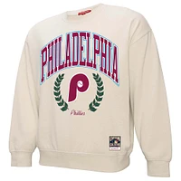 Women's Mitchell & Ness Cream Philadelphia Phillies Cooperstown Collection Laurel Pullover Sweatshirt