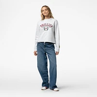 Sweat-shirt court à capuche Mitchell & Ness gris chiné pour femme, motif Philadelphia Phillies