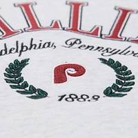 Sweat-shirt court à capuche Mitchell & Ness gris chiné pour femme, motif Philadelphia Phillies