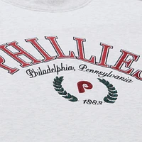 Sweat-shirt court à capuche Mitchell & Ness gris chiné pour femme, motif Philadelphia Phillies