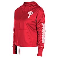 Sweat à capuche demi-zippé rouge des Phillies de Philadelphie New Era pour femme