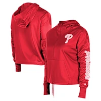 Sweat à capuche demi-zippé rouge des Phillies de Philadelphie New Era pour femme