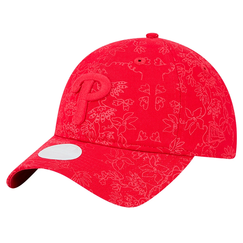 Casquette ajustable 9TWENTY à motif floral ton sur ton des Philadelphia Phillies de New Era pour femme