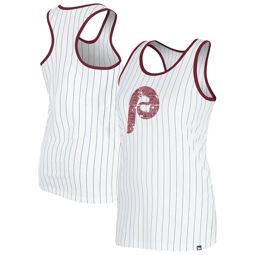 Women's New Era White Philadelphia Phillies Gameday Pinstripe Tank Top