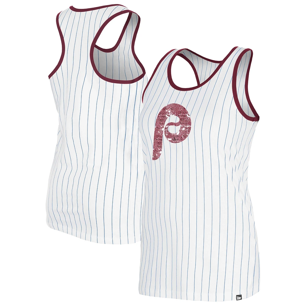 Women's New Era White Philadelphia Phillies Gameday Pinstripe Tank Top