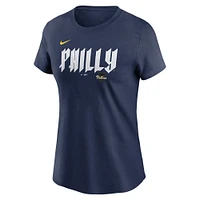T-shirt Nike Alec Bohm bleu marine pour femme, City Connect Fuse, avec nom et numéro des Philadelphia Phillies