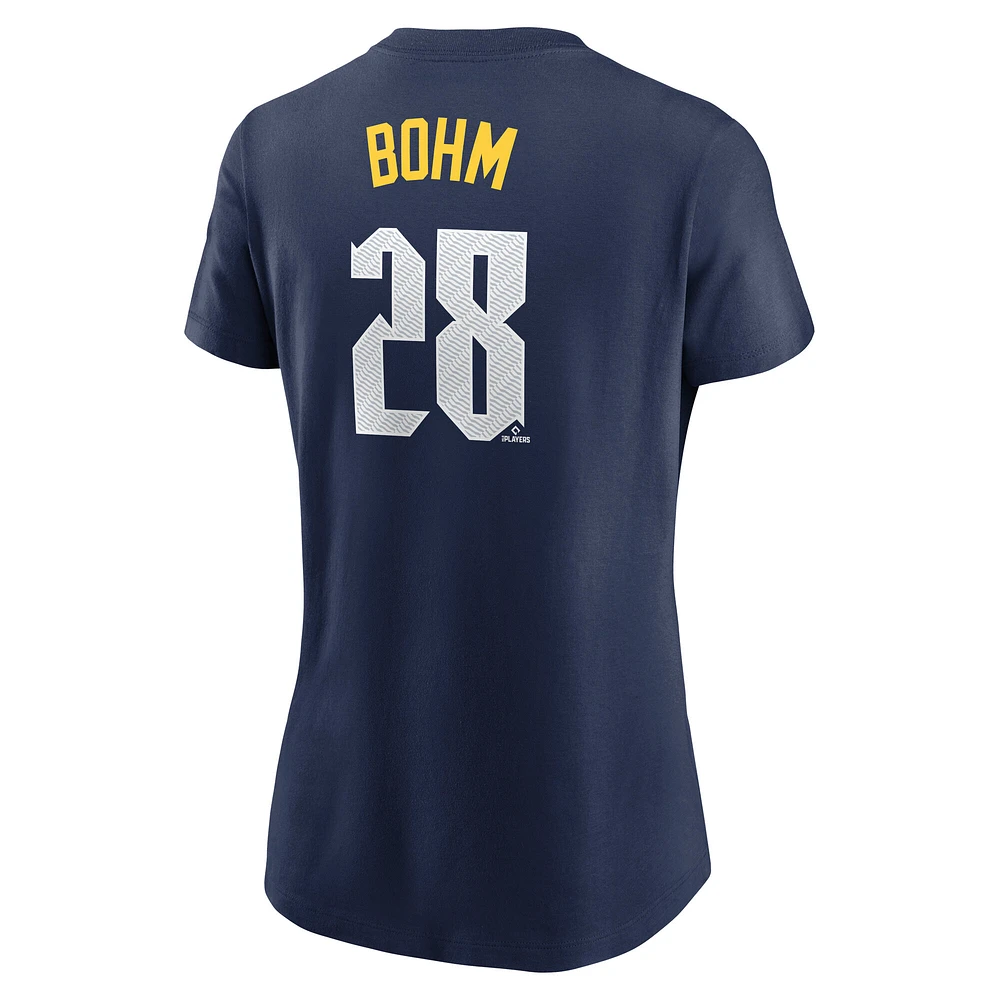 T-shirt Nike Alec Bohm bleu marine pour femme, City Connect Fuse, avec nom et numéro des Philadelphia Phillies