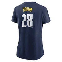 T-shirt Nike Alec Bohm bleu marine pour femme, City Connect Fuse, avec nom et numéro des Philadelphia Phillies