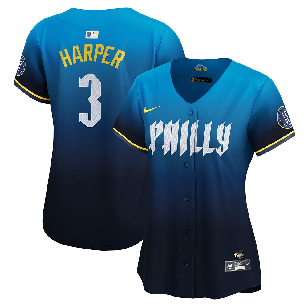 Maillot de joueur Nike Bryce Harper pour femme des Phillies Philadelphie 2024 City Connect Limited - Bleu