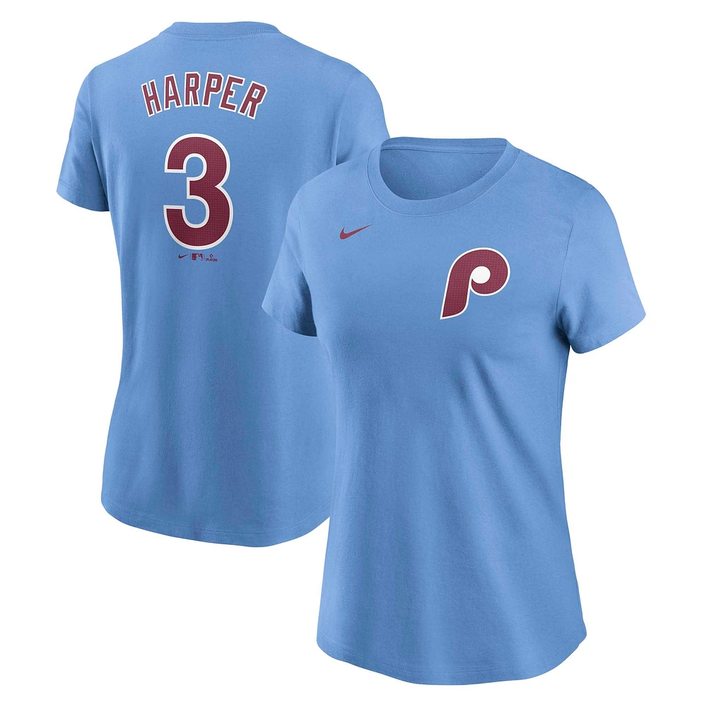 Women's Nike Bryce Harper Light Blue Philadelphia Phillies Fuse Name & Number T-Shirt