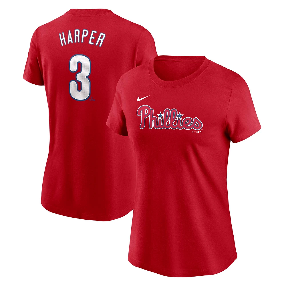 Women's Nike Bryce Harper Red Philadelphia Phillies Fuse Name & Number T-Shirt