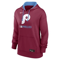 Sweat à capuche Nike Philadelphia Phillies Authentic Collection Lockup Alternate Logo Performance pour femme Bordeaux