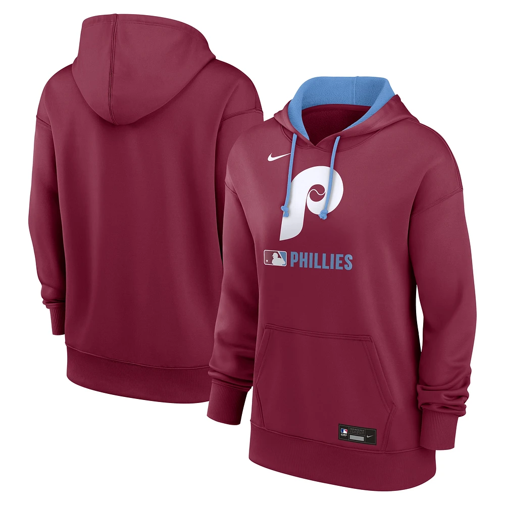 Sweat à capuche Nike Philadelphia Phillies Authentic Collection Lockup Alternate Logo Performance pour femme Bordeaux