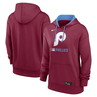 Sweat à capuche Nike Philadelphia Phillies Authentic Collection Lockup Alternate Logo Performance pour femme Bordeaux