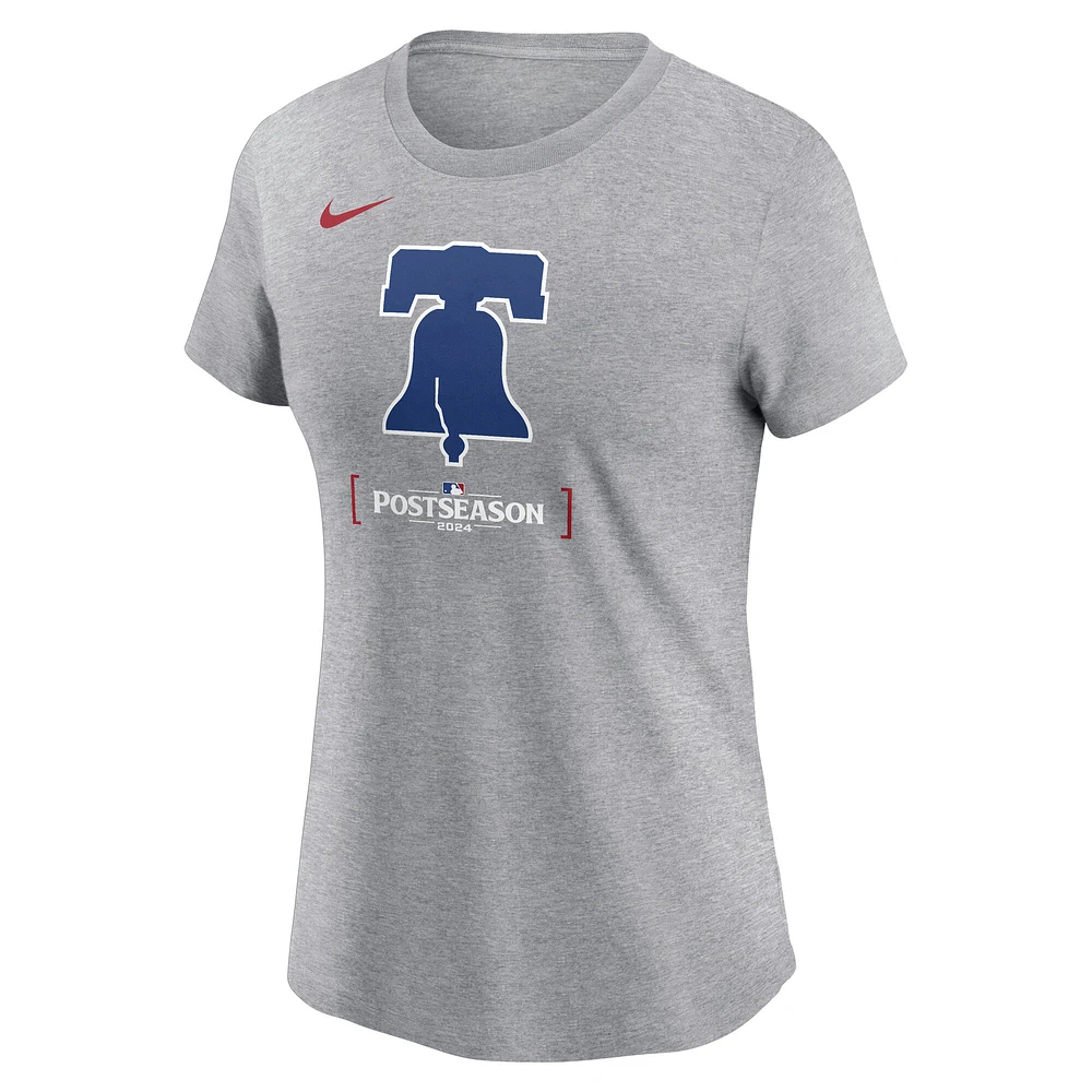 T-shirt Nike gris chiné pour femme de la collection authentique d'après-saison MLB 2024 des Philadelphia Phillies