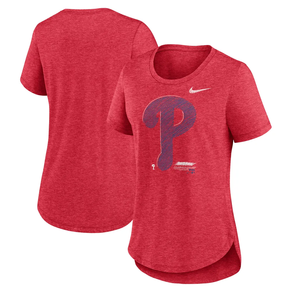 Women's Nike Heathered Red St. Louis Cardinals Cooperstown Collection  Diamond Weekend Tri-Blend T-Shirt