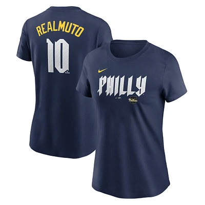 Nike J.T. Femme Realmuto Navy Philadelphia Phillies 2024 City Connect Fuse Nom et numéro du joueur T-shirt