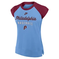 Women's Nike Light Blue/Burgundy Philadelphia Phillies Cooperstown Collection Raglan Performance T-Shirt