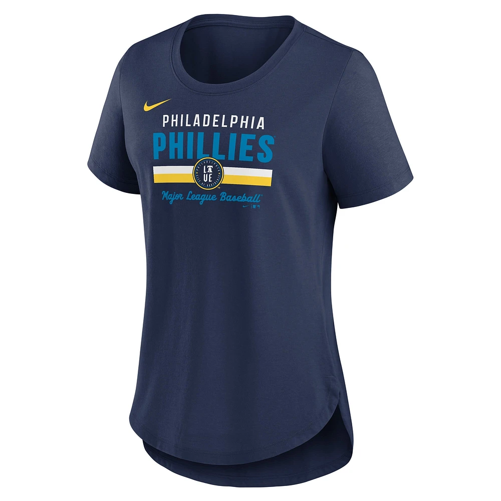 Women's Nike Navy Philadelphia Phillies City Connect Lockup Tri-Blend T-Shirt