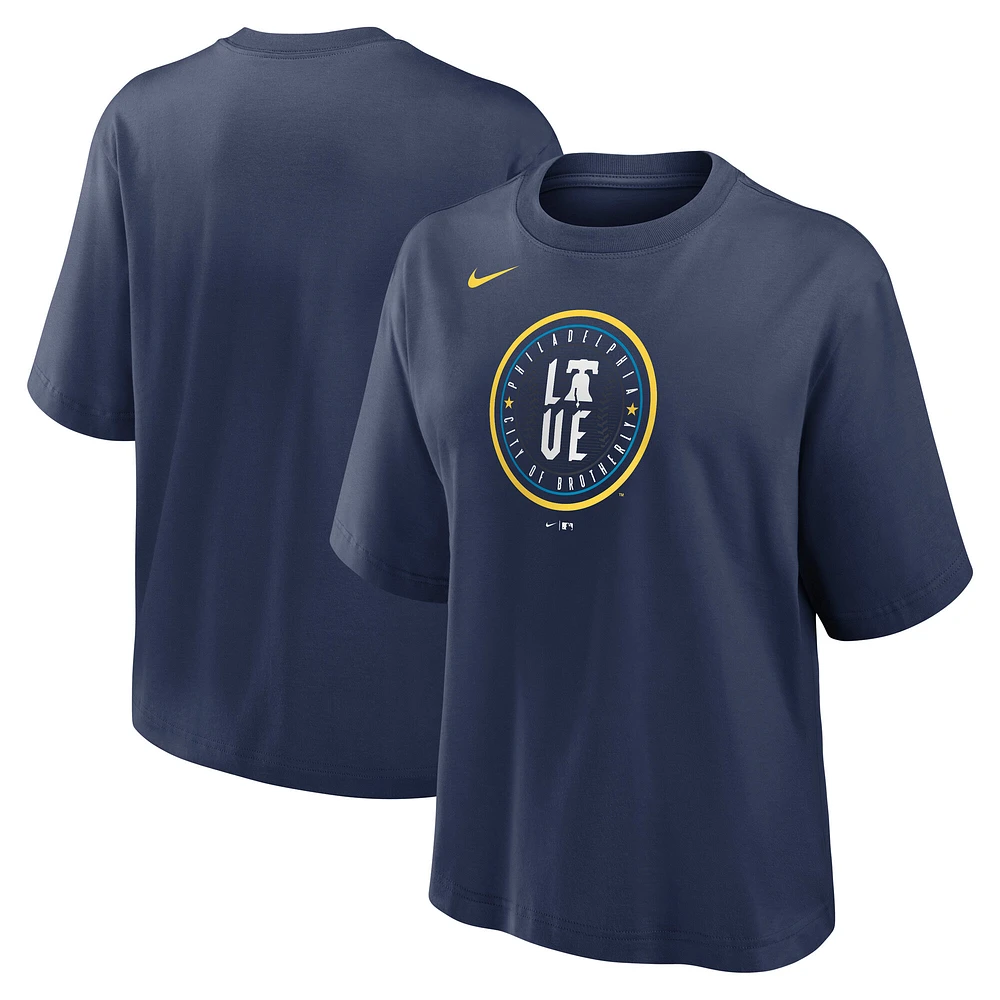 Women's Nike Navy Philadelphia Phillies City Connect Logo Boxy T-Shirt