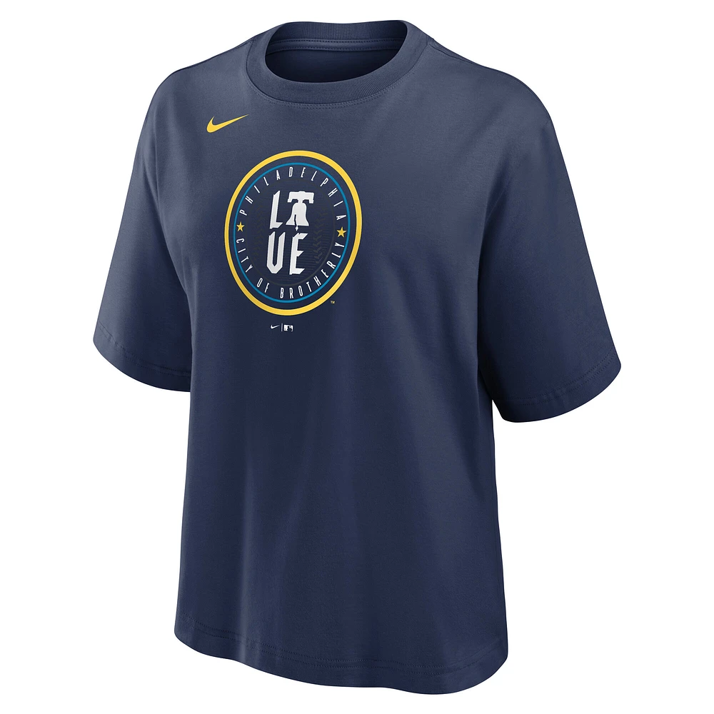 Women's Nike Navy Philadelphia Phillies City Connect Logo Boxy T-Shirt