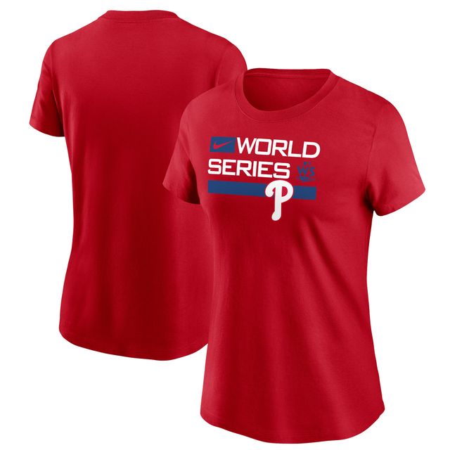 Série mondiale 2022 des Phillies de Philadelphie Nike pour femme - Rouge T-shirt Authentic Collection Dugout