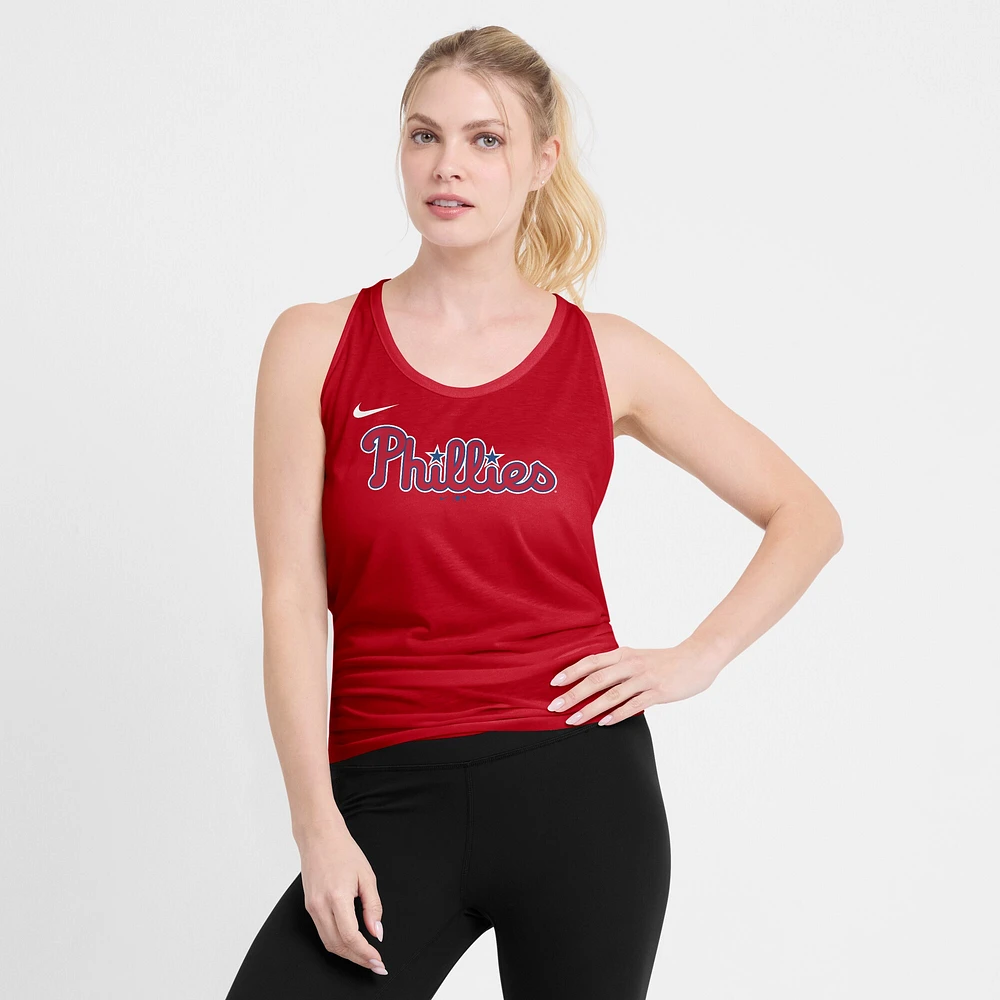 Women's Nike Red Philadelphia Phillies Crisscross Performance Tank Top