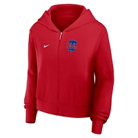 Sweat à capuche Nike rouge Philadelphia Phillies Cropped Chill entièrement zippé pour femme