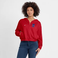 Sweat à capuche Nike rouge Philadelphia Phillies Cropped Chill entièrement zippé pour femme