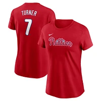 Women's Nike Trea Turner Red Philadelphia Phillies Fuse Name & Number T-Shirt