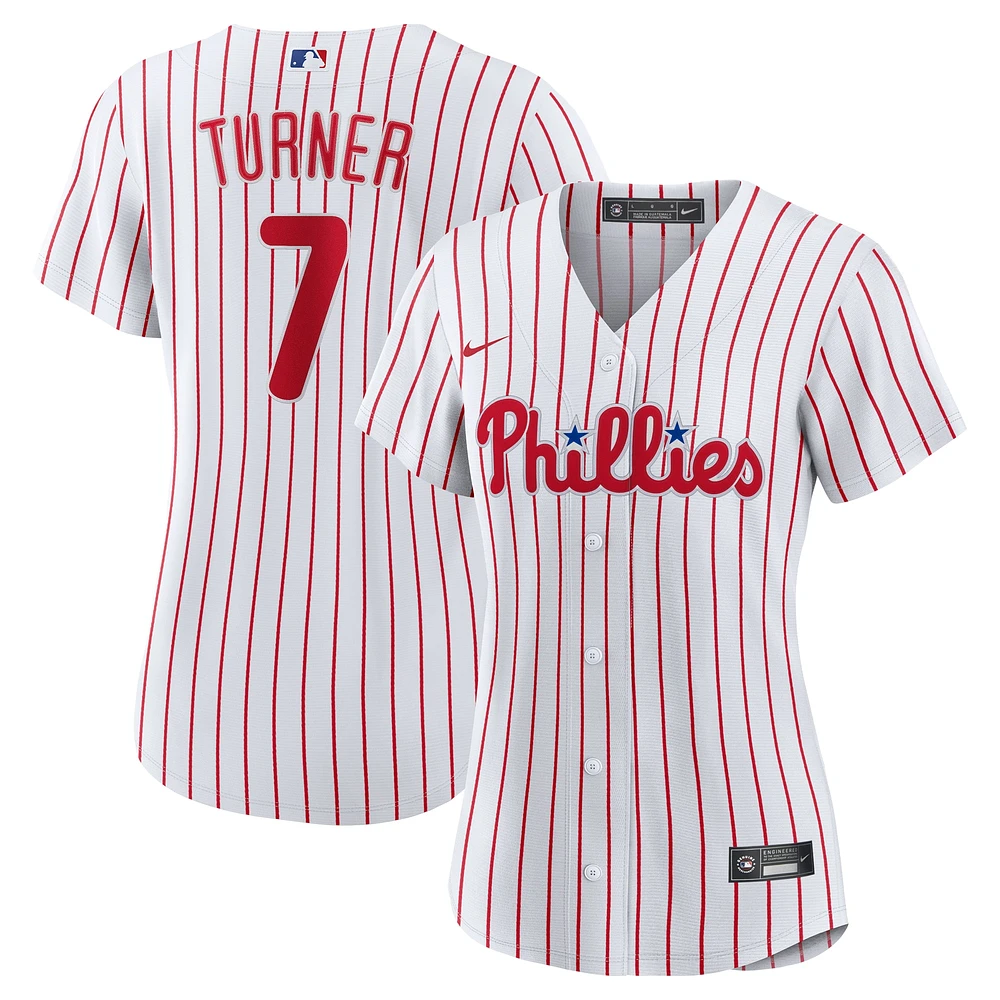 Maillot Femme Nike Trea Turner Philadelphia Phillies Home Replica Player Blanc