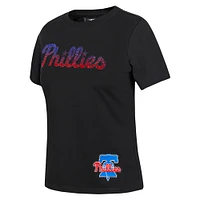 Women's Pro Standard  Black Philadelphia Phillies Rhinestone Slim Fit T-Shirt