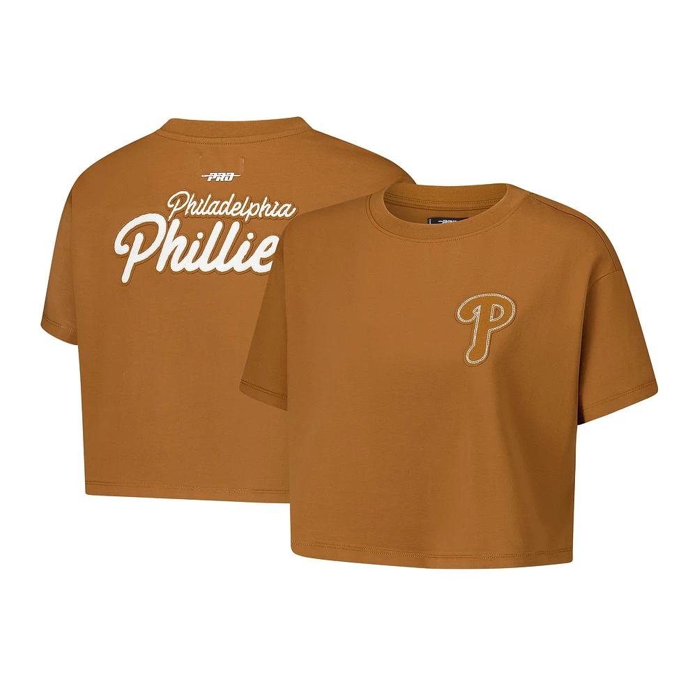 T-shirt court et boxy Pro Standard marron pour femme des Philadelphia Phillies Paint The City