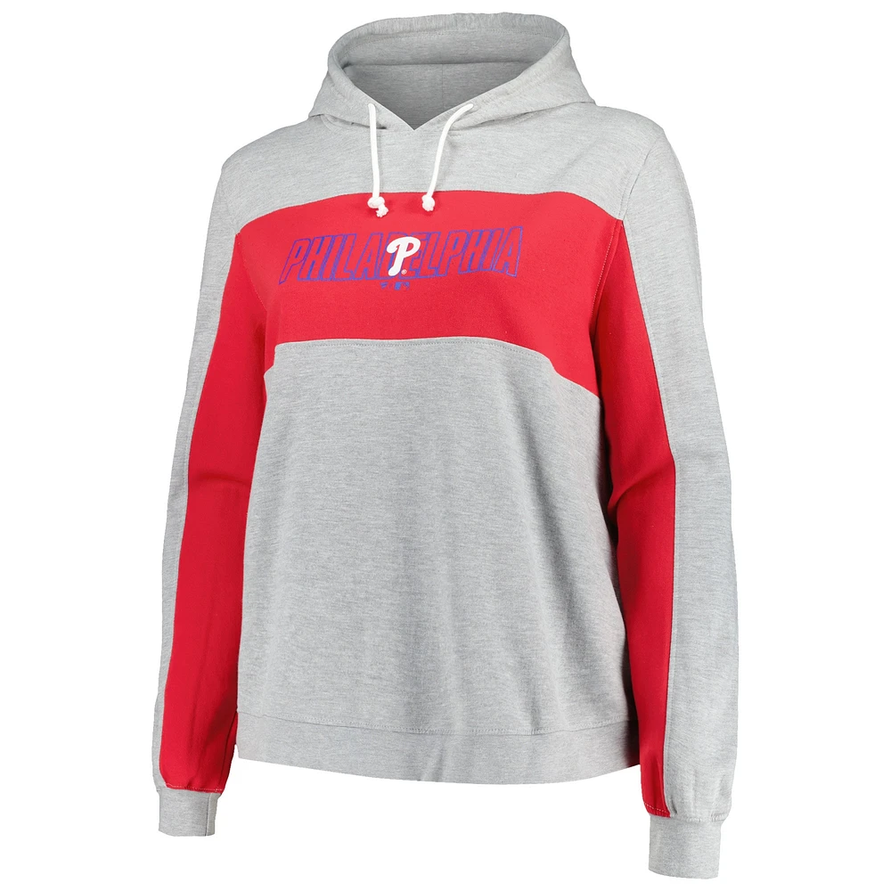 Sweat à capuche en jersey taille plus pour femme Profile Heather Grey Philadelphia Phillies