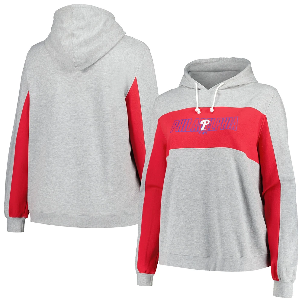 Sweat à capuche en jersey taille plus pour femme Profile Heather Grey Philadelphia Phillies