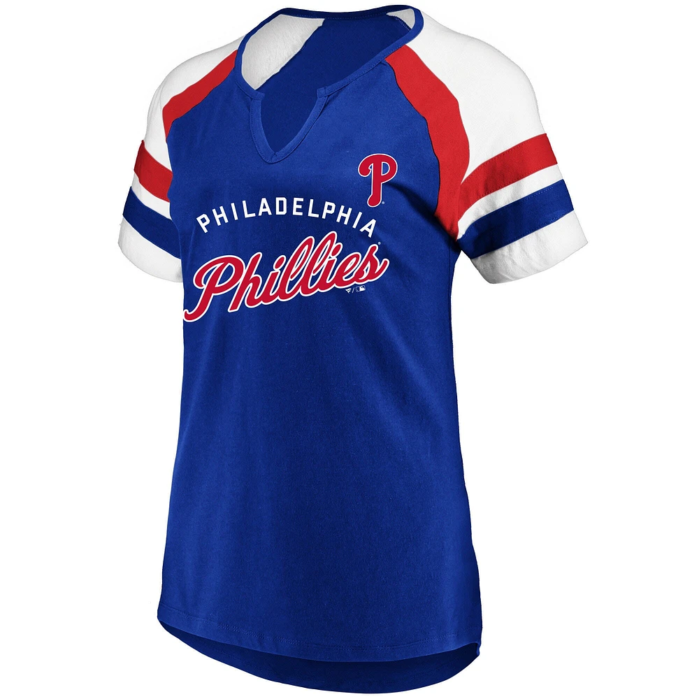 T-shirt à encoche arquée pour femme Profile Royal Philadelphia Phillies