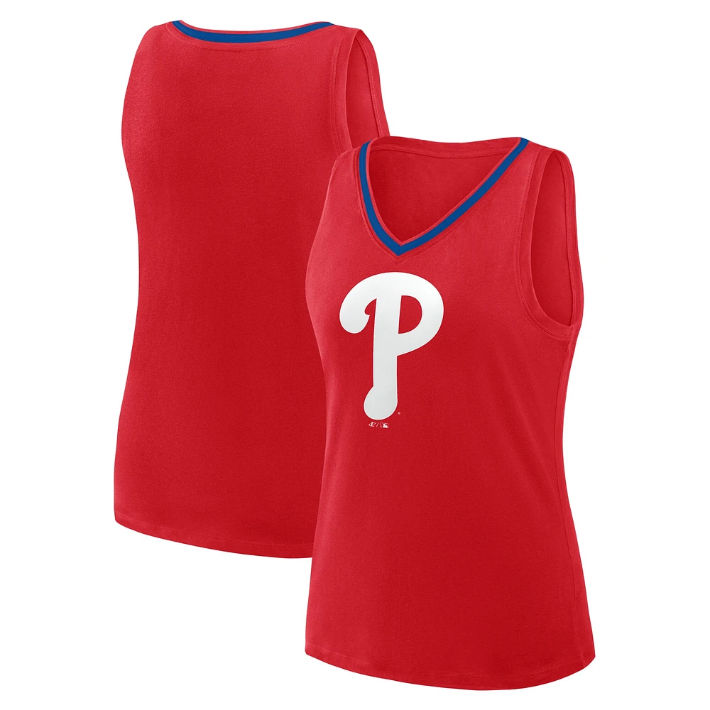 Women's  Red Philadelphia Phillies Plus Sized Stellar Win V-Neck Tank Top