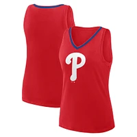 Women's  Red Philadelphia Phillies Plus Sized Stellar Win V-Neck Tank Top