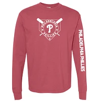 Women's Soft as a Grape Red Philadelphia Phillies Pigment Dye Long Sleeve T-Shirt